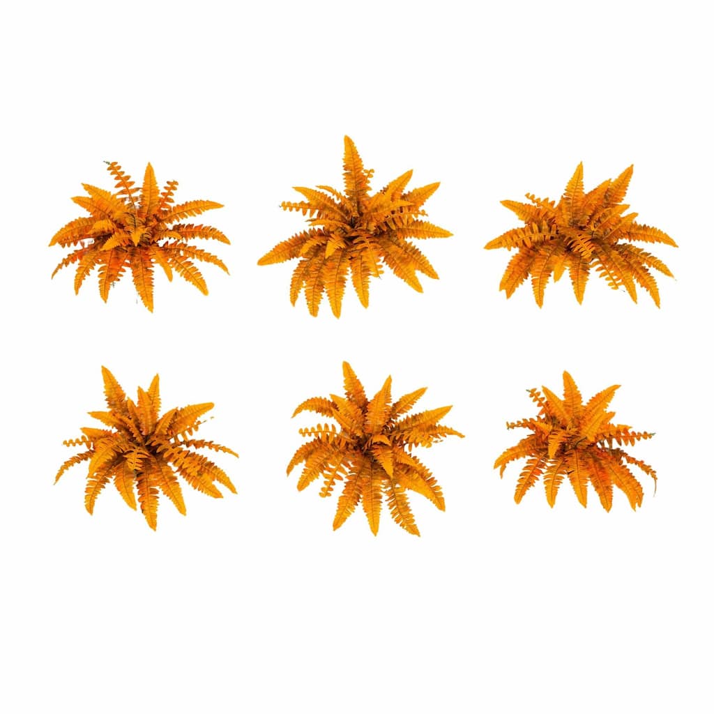 Autumn Artificial Boston Ferns - 21" - Orange - Set of 6