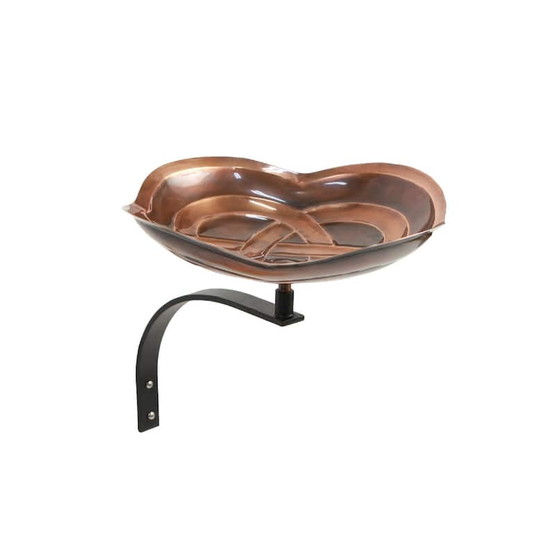 Achla Designs Celtic Dara Knot Birdbath w/Wall Mount Bracket, 13.75 Inch Wide, Antique Copper Finish