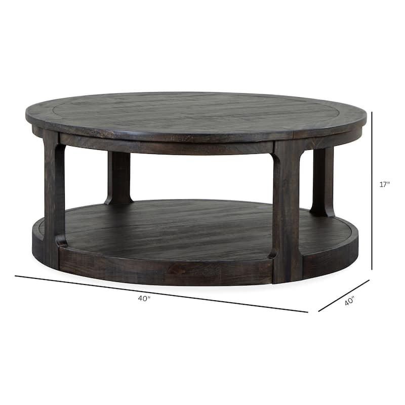 Magnussen Home Boswell Peppercorn Round Cocktail Table with Casters - 40''W x 40''D x 17''H