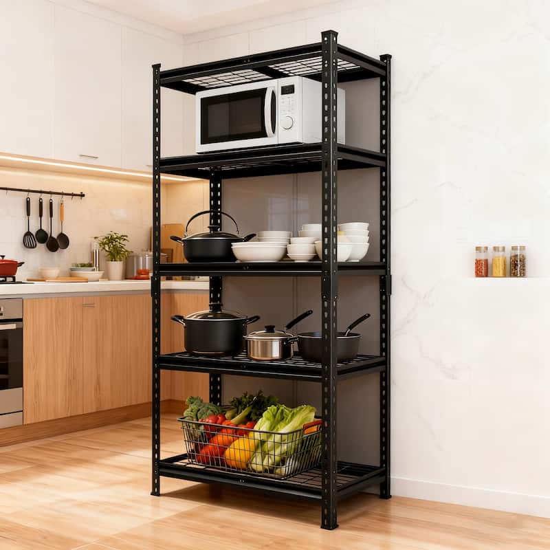 5-Tier Storage Shelves, Heavy-Duty Garage Shelving, Adjustable Shelving Unit, Steel Shelf, 250 lb Load,36"W x 18"D x 72"H