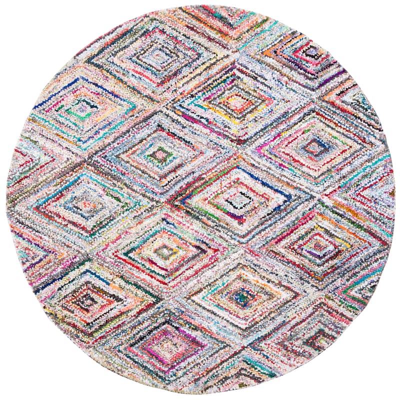 SAFAVIEH Handmade Nantucket Bengusu Contemporary Cotton Rug - 6' Round - Multi
