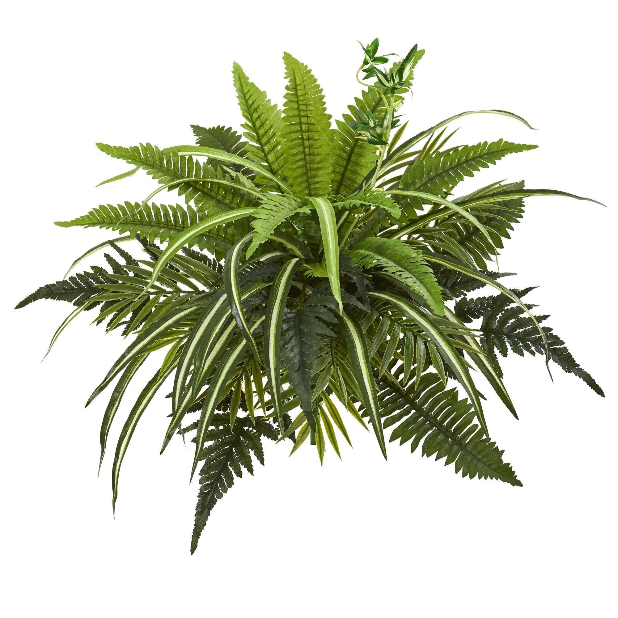 22" Mixed Greens and Fern Artificial Bush Plant (Set of 3) - Green