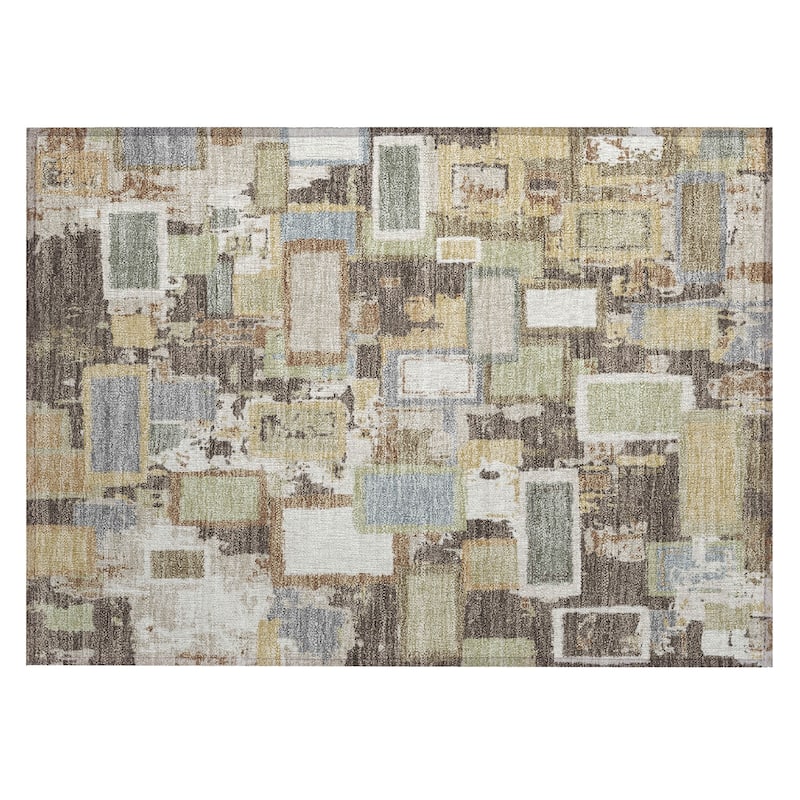 Machine Washable Indoor/ Outdoor Contemporary Geo Chantille Rug