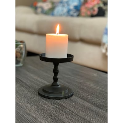 VIBHSA Pillar Candle Holder (Matte Black, 4")