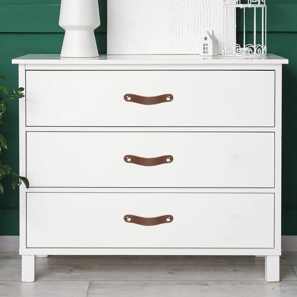 white dresser leather pulls Four Hands Trey 7 Drawer Dresser