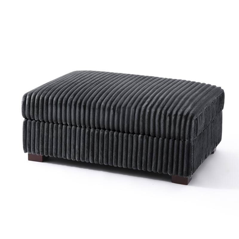 41" W Plush Corduroy Upholstered Rectangular Ottoman