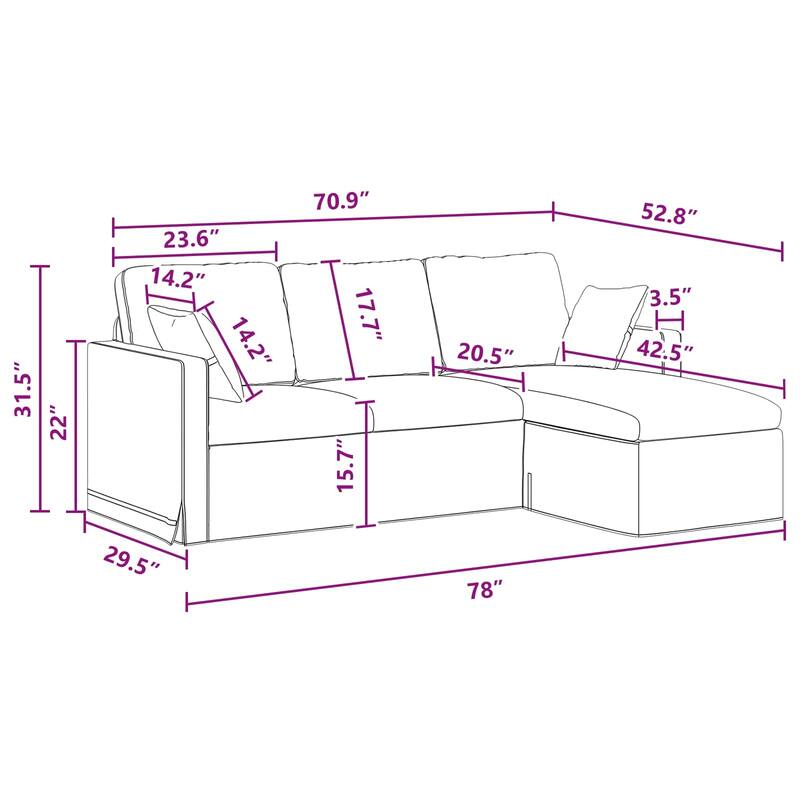 vidaXL Sofa Dark Grey 198 x 134 x 80 cm Velvet - 77.95 x 52.76 x 31.50 in