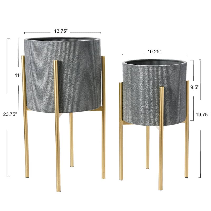 Embossed Metal Planters with Stand