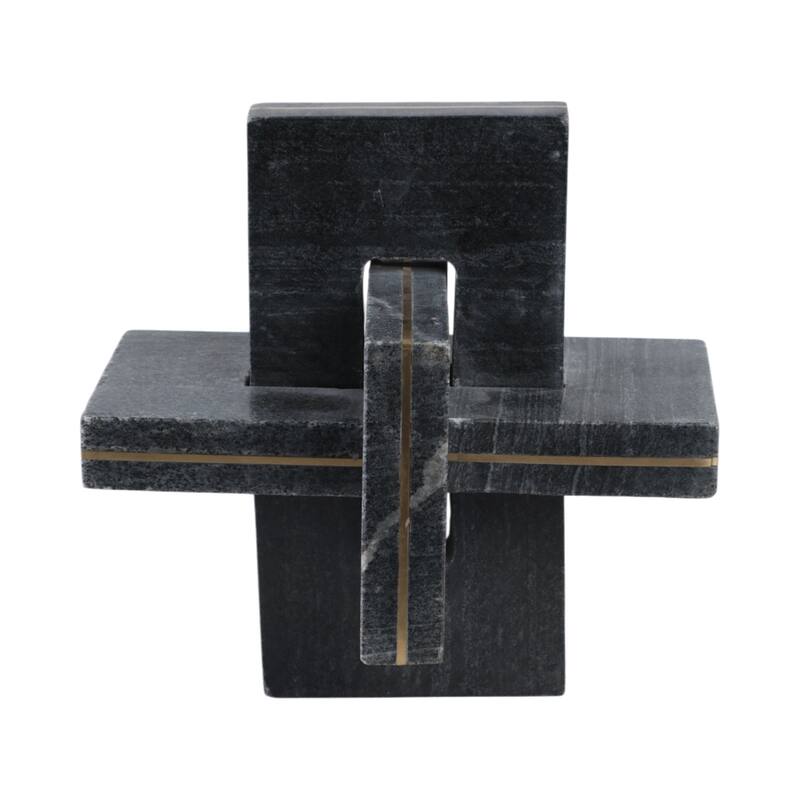 Stone Metal Decorative Object Interlocking Modern Geometric Structure