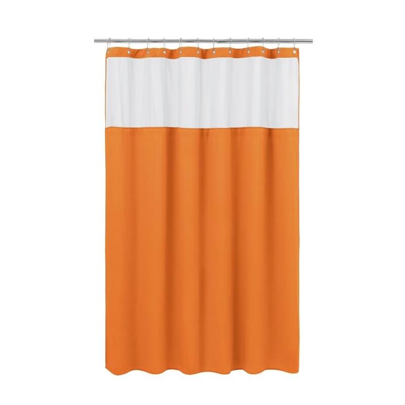 Waffle Weave Shower Curtain with Snap-in Liner 12 Hooks Included