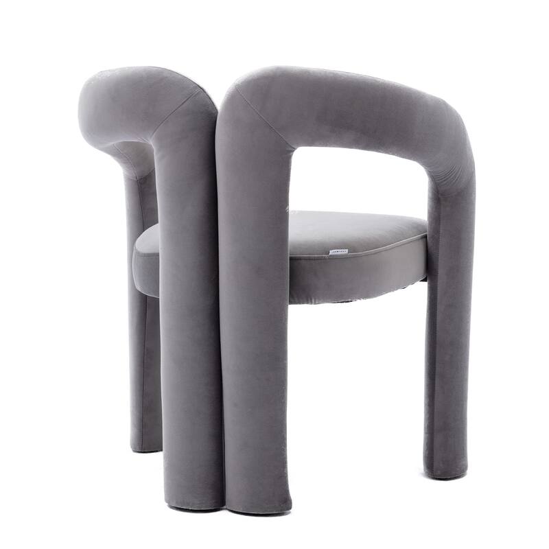 Gray 25.2" Accent Chair with Curved Backrest (Set of 2)