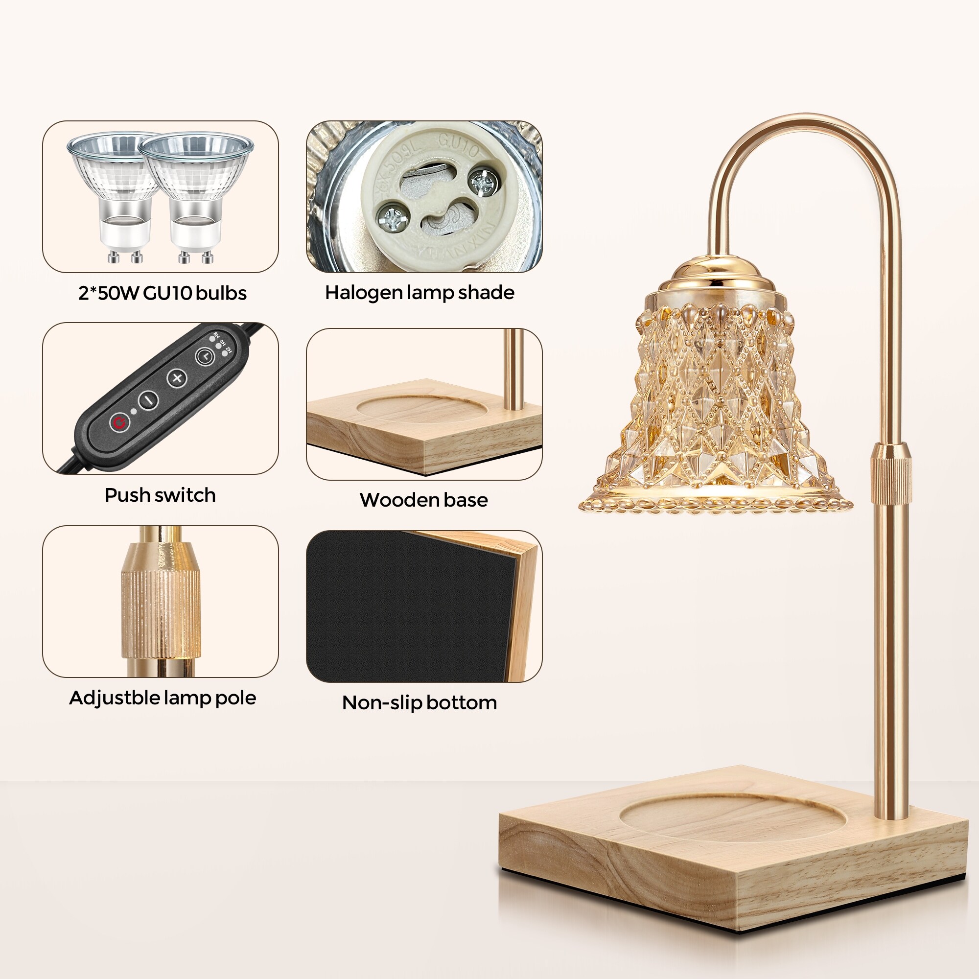 Candle Warmer Lamp With Dimmable Timer - Top-Down Melter For Jar Candles, 2 Bulbs Included (Amber) - View #10