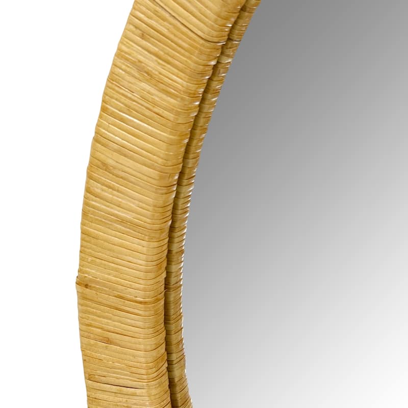 36" Dia Natural Rattan Round Wall Mirror