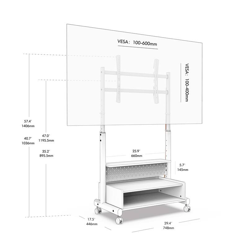 FITUEYES Rolling Floor TV Stand Mount for 40-85 Inch TVs