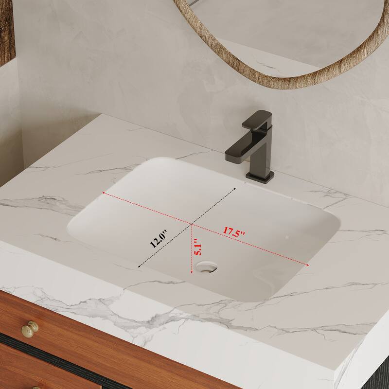 GDFStudio - Bristol Modern 29.9" Freestanding Bathroom Vanity with Sintered Stone Top, Ceramic Sink & Stainless Steel Legs