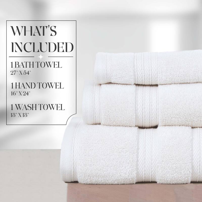 Home Weavers Elegance Essentials 550GSM Cotton Zero Twist Super Absorbent Bath Towel Set of 3