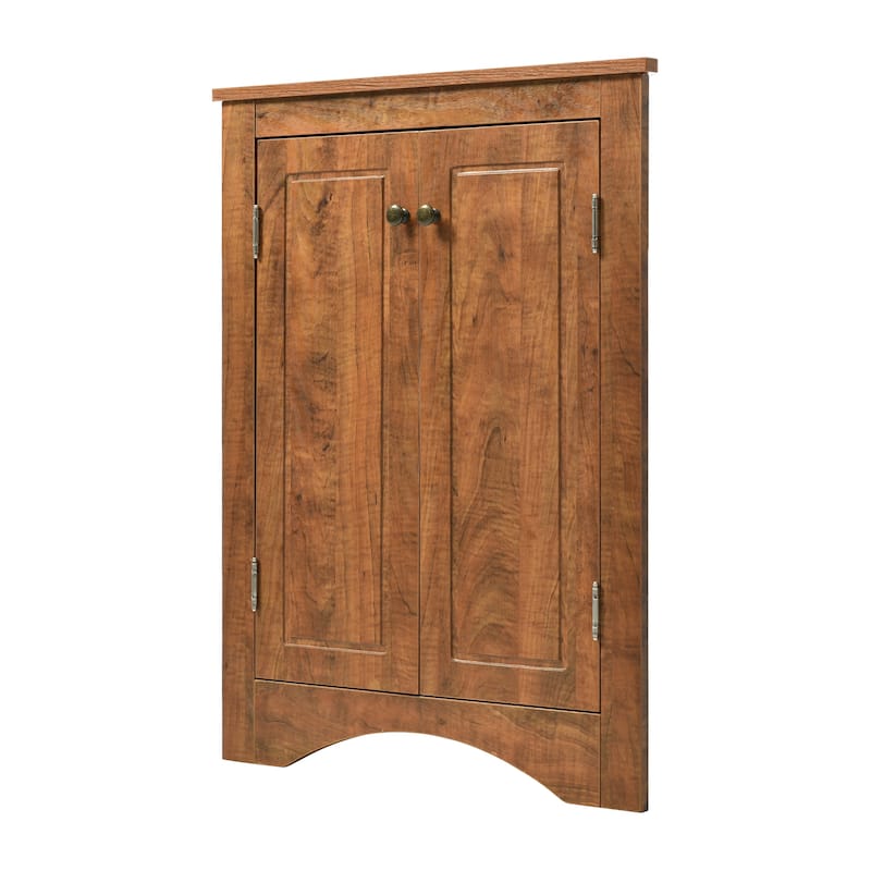 Triangle Bathroom Storage Cabinet with Adjustable Shelves, Freestanding Floor Cabinet Compact Bathroom Towel Cabinet