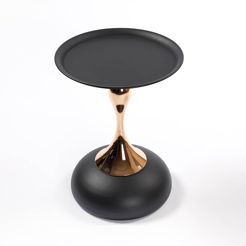 Mermaid Tail End Coffee Table Round Side Table, Modern Metal Pedestal Table, Minimalist Accent Table For Small Spaces