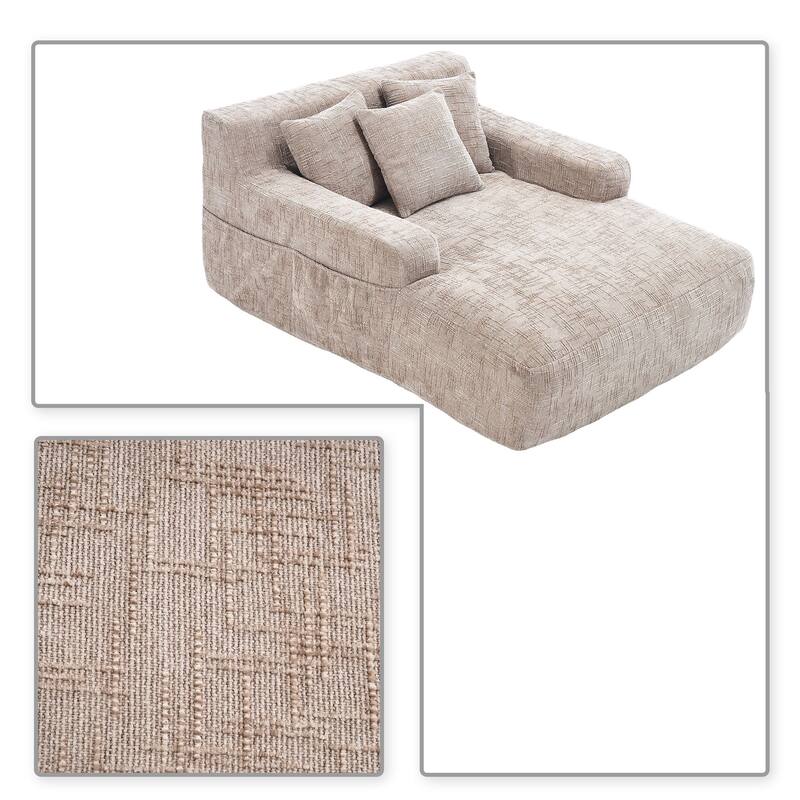 Classic Minimalist Frameless Chenille Fabric Upholstered Lazy Sofa Chair Leisure Chaise