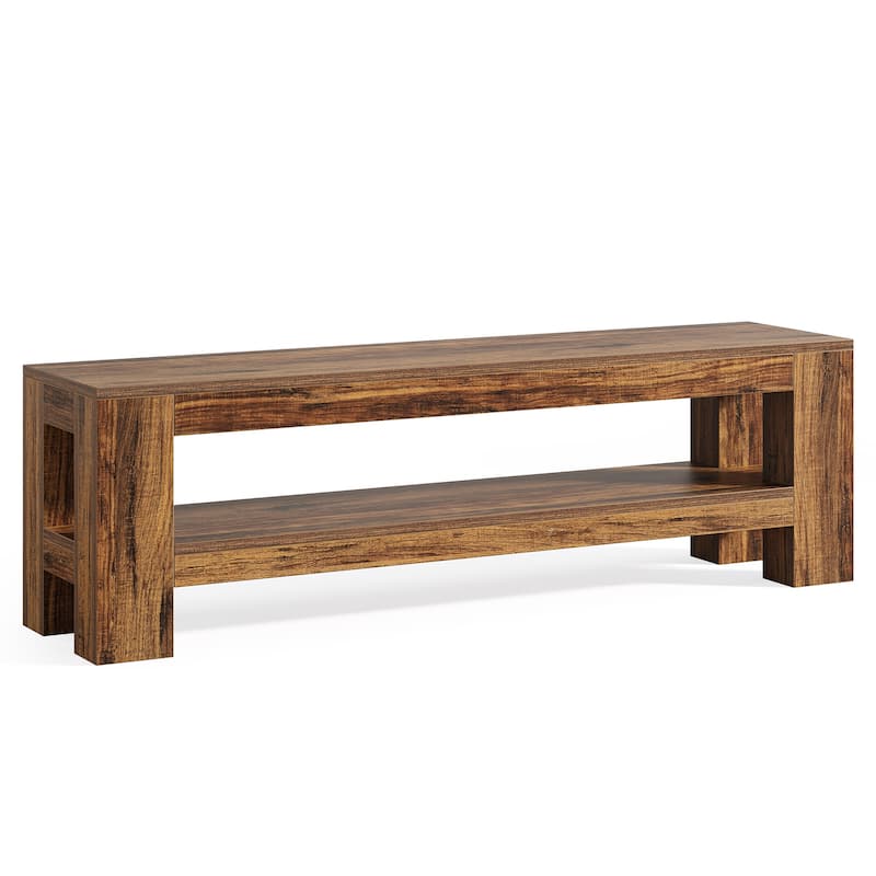 Wooden Entryway Bench with Storage Shelf, Console Shoe Bench, Hallway Kitchen End of Bed Accent Seat Storage Bench for Bedroom