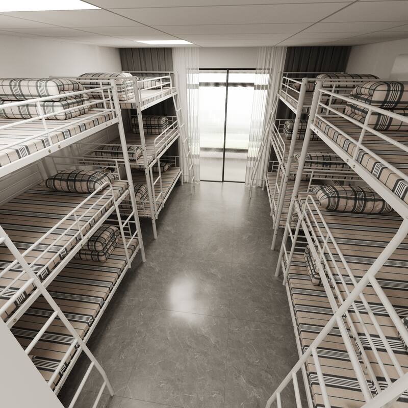 White Metal Triple Bunk Bed, Convertible to Three Single Beds, Space-Saving, Industrial Style, Easy Assembly