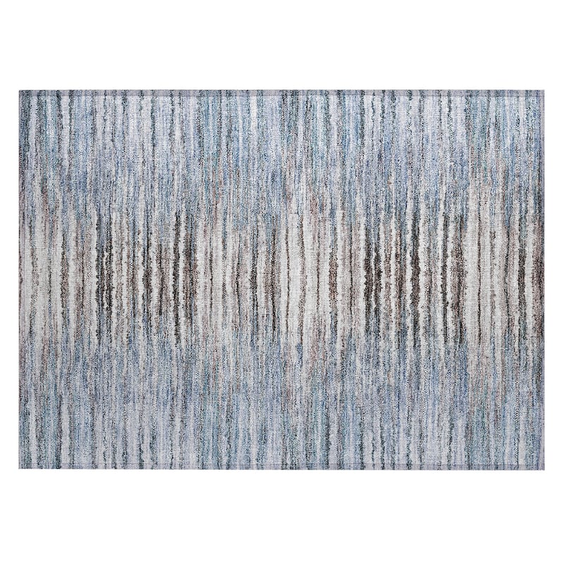 Machine Washable Indoor/ Outdoor Chantille Jagged Stripes Rug