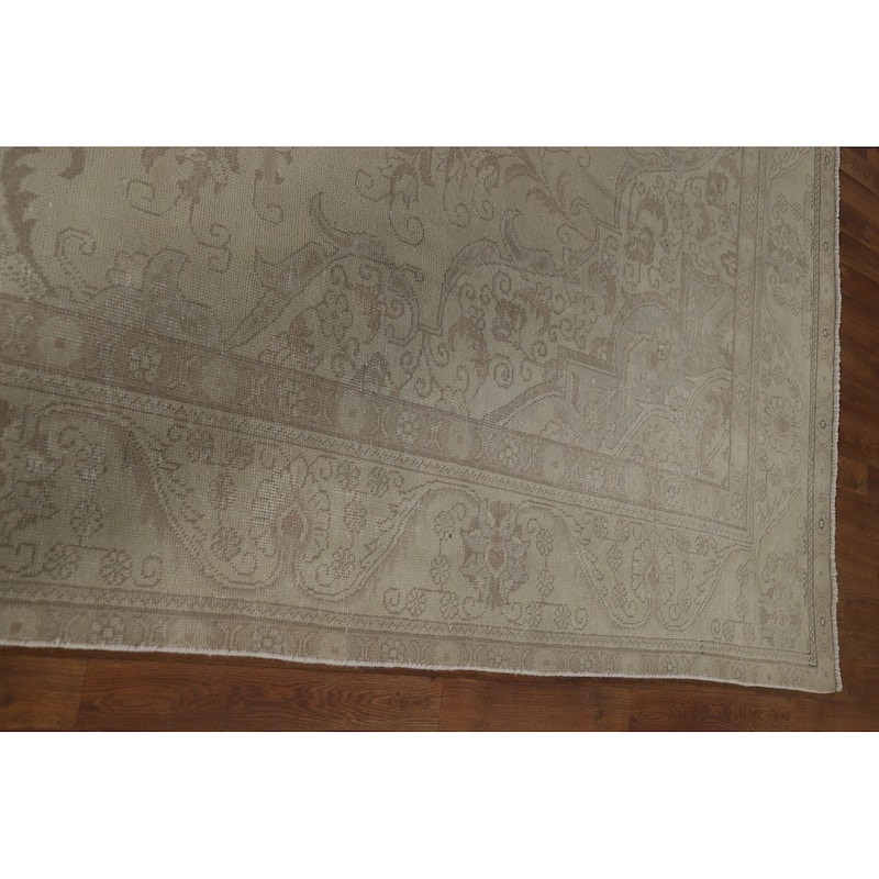 Distressed Tabriz Vintage Persian Rug Handmade Wool Carpet - 9'4" x 12'8"