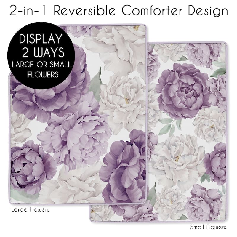 Sweet Jojo Designs Lavender Purple Boho Shabby Chic Floral Girl 4pc Nursery Crib Bedding Set Ivory Bohemian Vintage Watercolor