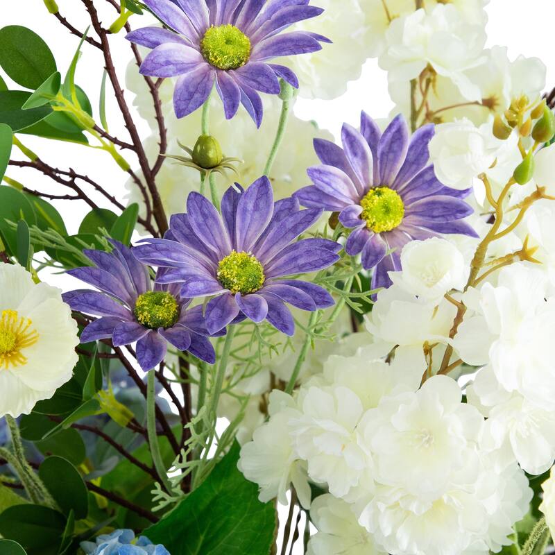 Mixed Flower and Hydrangea Artificial Arrangement in Weave Basket - 31" - Multicolor