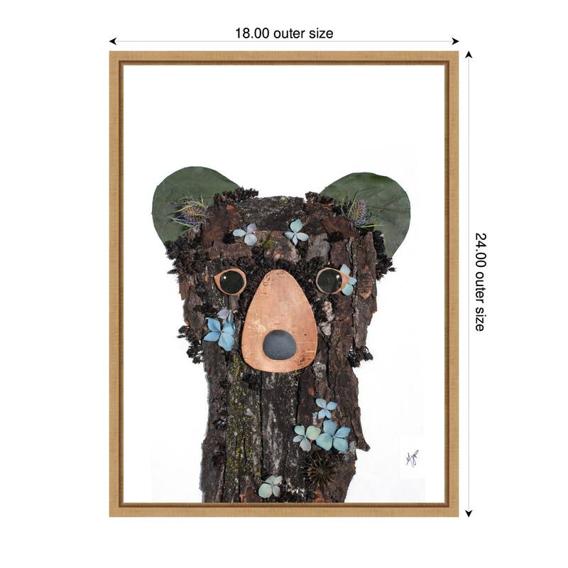 Kate and Laurel Black Bear by Madeline Jeppesen Framed Canvas Wall Art Print