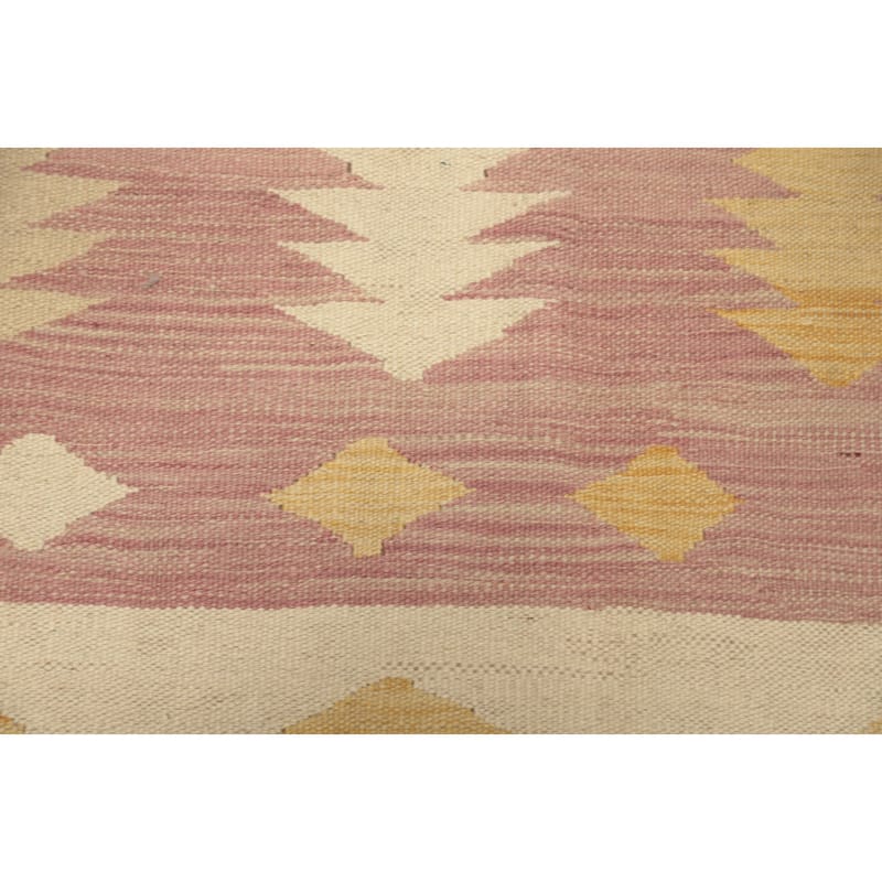 Hand Woven Oriental 100% Wool Carpet Southwestern Tribal Pink Kilim Area Rug - 7' 10'' X 4' 10''