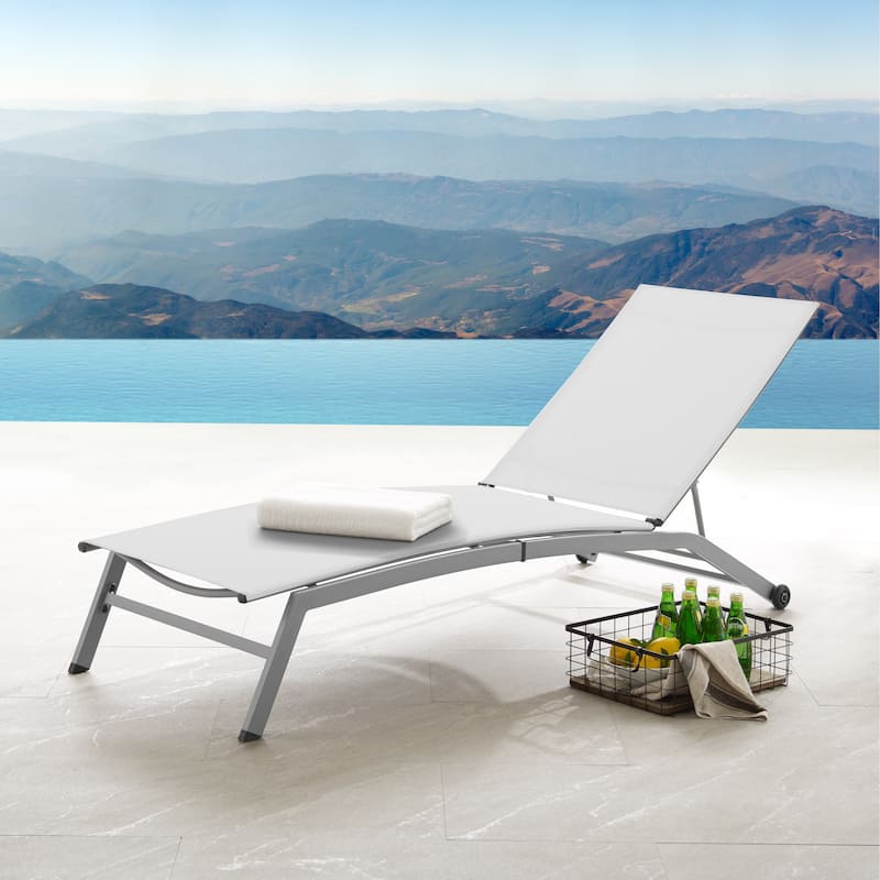 Corvus Antonio Outdoor Contemporary Sling-Fabric Adjustable Chaise Lounge