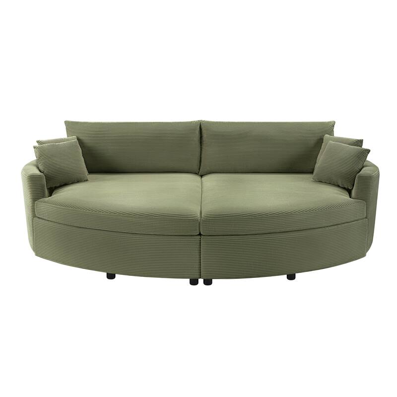 102.3" Oversized Double Chaise Lounge Sofa, Corduroy Upholstered Sleeper Sofa Bed 2 Seat Sofa Loveseat with USB Ports