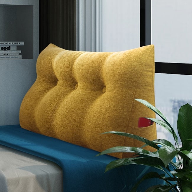 WOWMAX Bed Rest Wedge Reading Pillow Headboard Back Support Cushion - Twin - Yellow