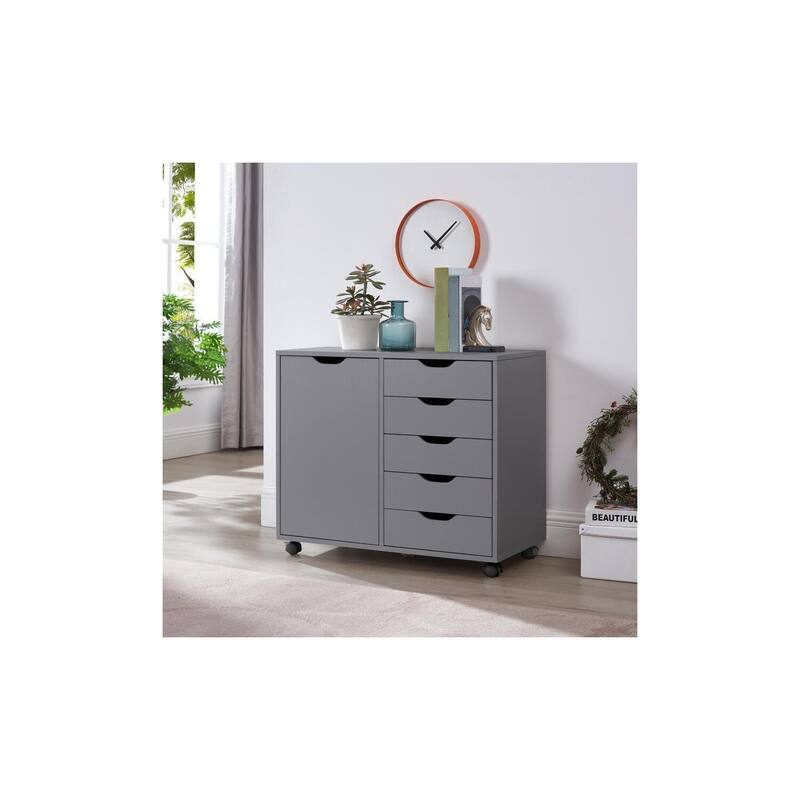 Sleek Modern Drawer Dresser Storage Cabinet with Grooved Drawer Pulls, Multipurpose Office File Storage Cabinet
