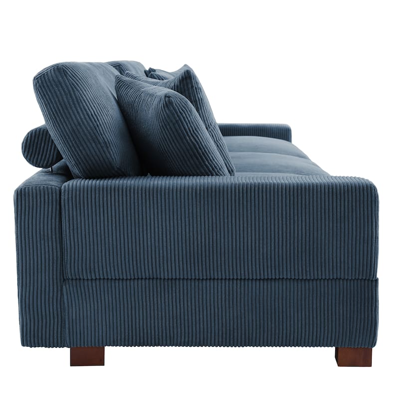Corduroy Couch Modular Sectional Sofa with Pillows