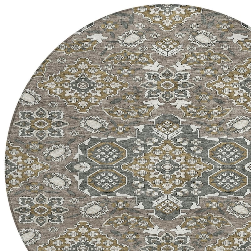 HomeRoots Medallion Traditional Rectangle Outdoor Rug