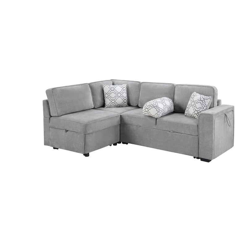 Convertible Multifunctional L-Shaped Sectional Sofa Bed with Dual Pull-Out Sleepers by Harper&Bright Designs