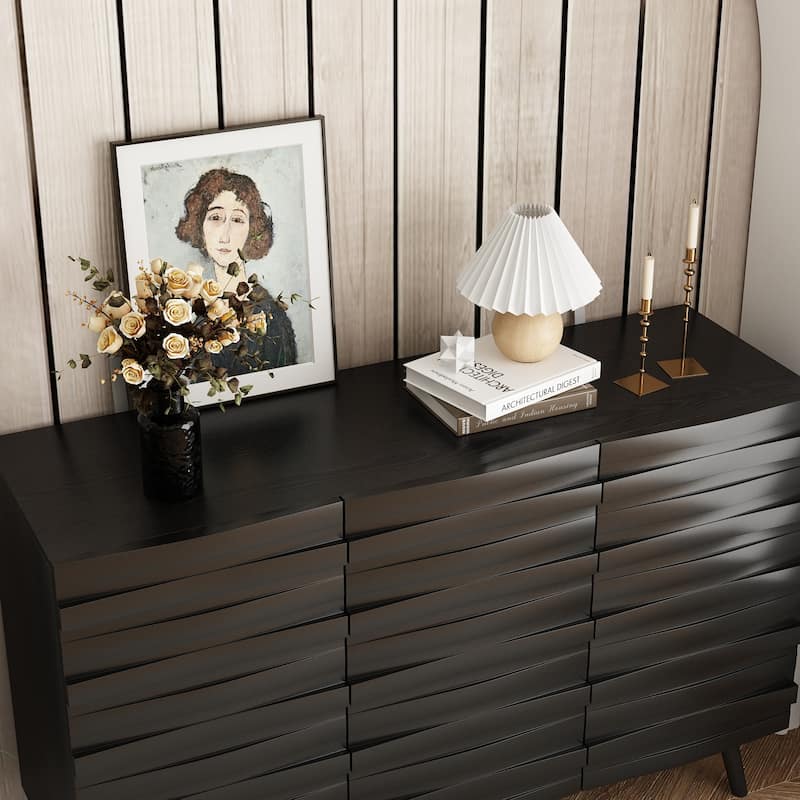 Sleek Black Buffet Cabinet Home Decor Console Table Side Table Wood