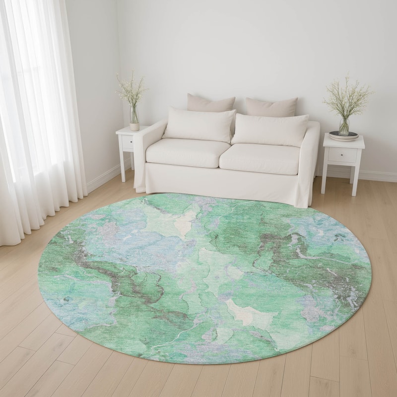 Premium Washable Super Soft Modern Contemporary Mayfield Rug - Seafoam - 8' x 8'