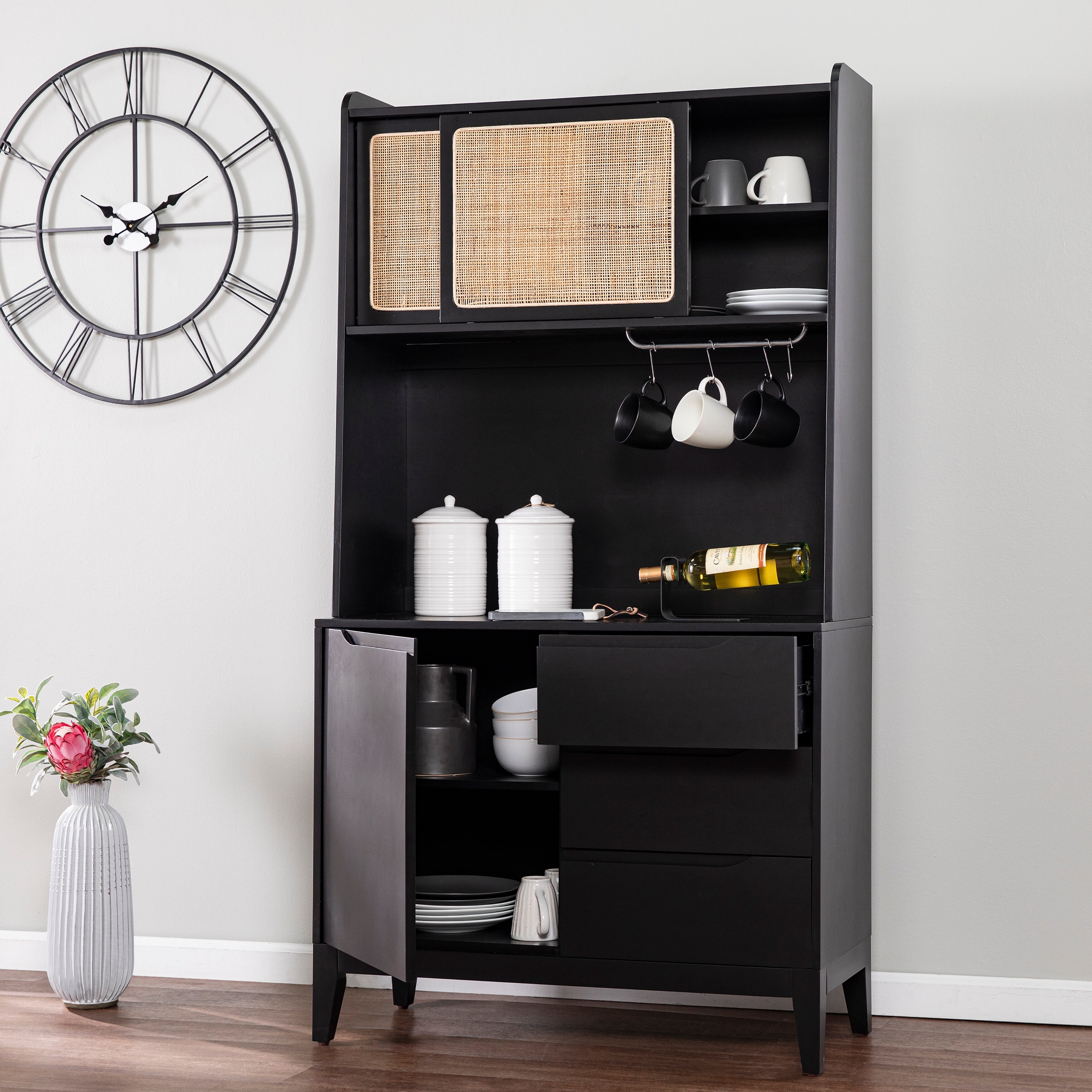 Black wood store buffet cabinet