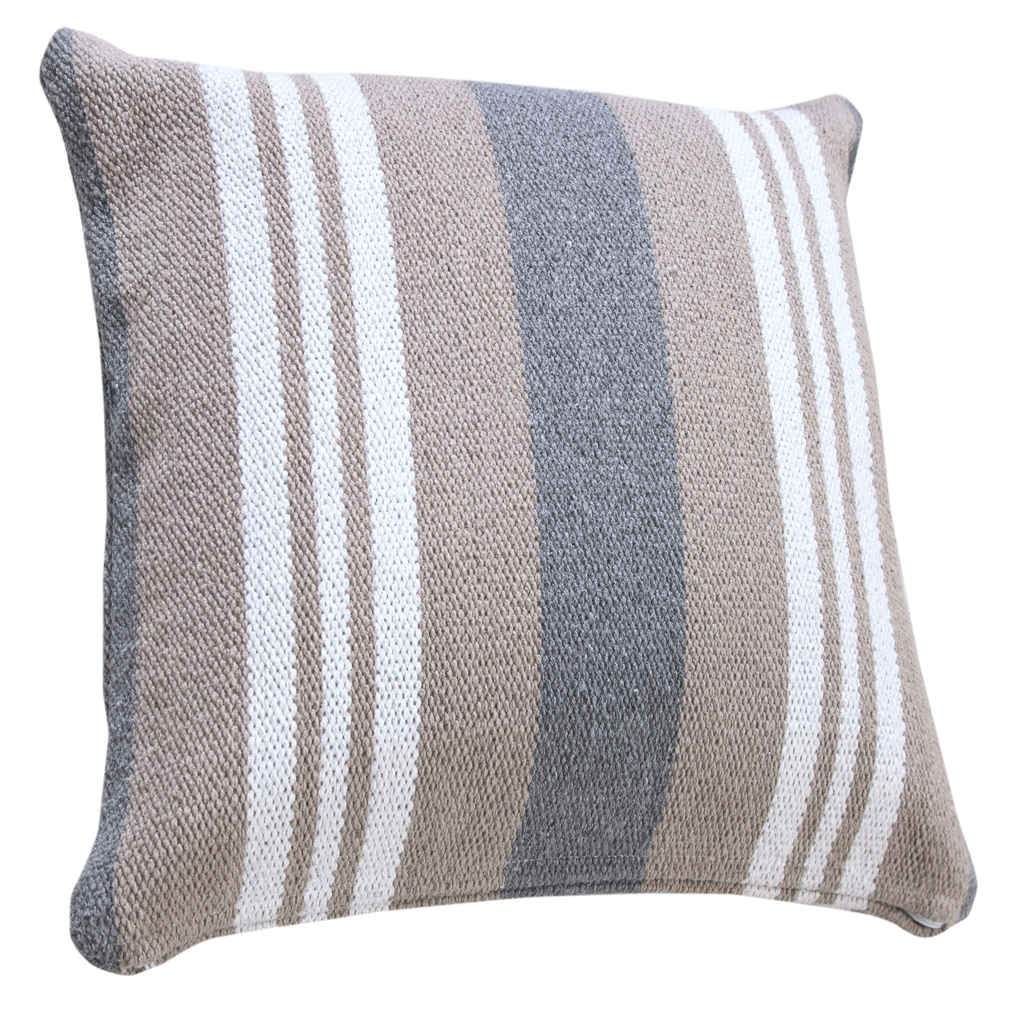 LR Home Classic Coastal Club Double Striped Throw Pillow, Blue/Gray/White