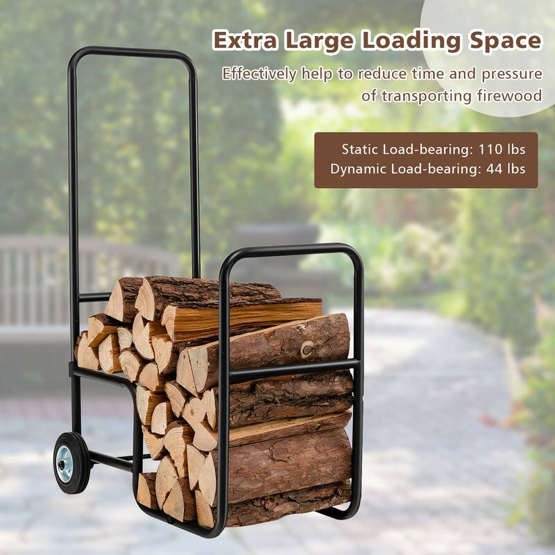 Costway Firewood Storage Rack Wood Mover Hauler Fire Rack Caddy Cart - See Details