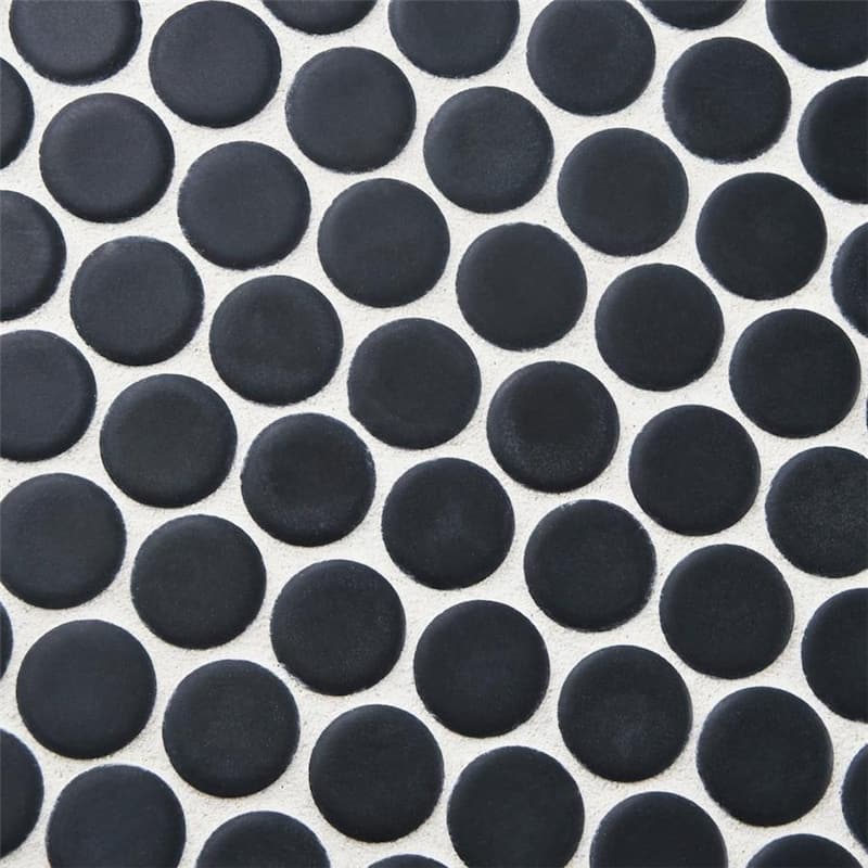 Merola Tile Hudson Penny Round Matte Black 11-7/8" x 12-5/8" Porcelain Floor and Wall Tile