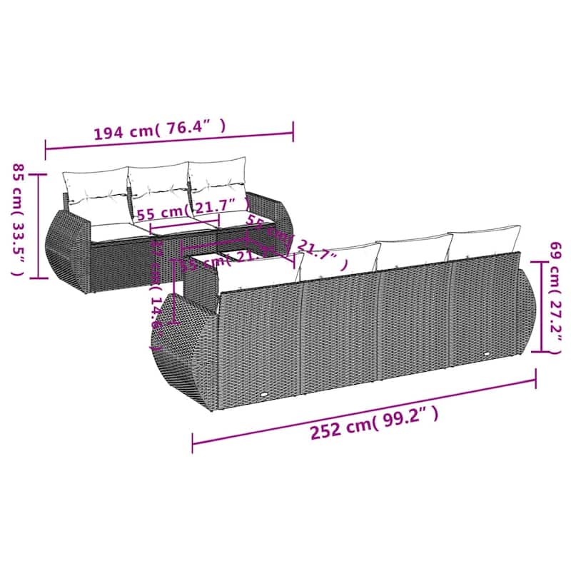 vidaXL Garden Sofa Set - 21.7 x 21.7 x 14.6