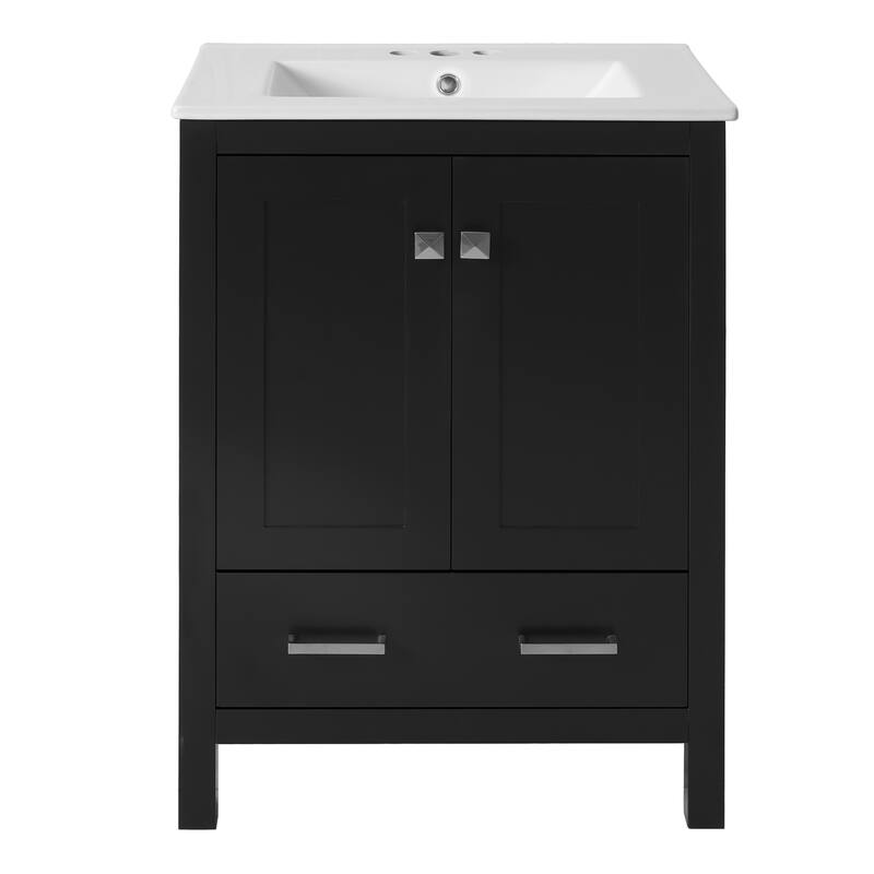 Bathroom Vanity with Sink, Multi-Functional Bathroom Cabinet, Bathroom Vanity with Door Shelf, Soft-Close Doors & 1 Drawer