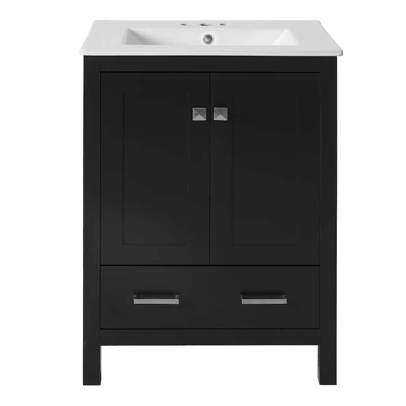 Roomfitters 24" Bathroom Vanity with Undermount Basin, 2 Doors, 1 Drawer, Double-Layer Shelf and Soft-Close Design