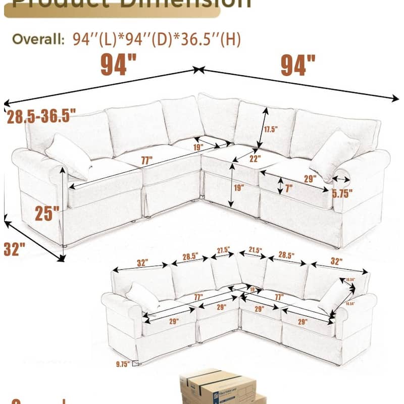 Modern Upholstered Modular L-shaped Sectional Sofa