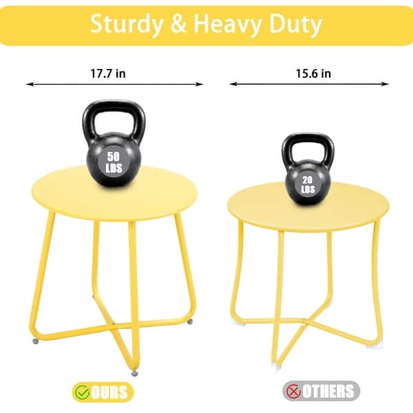 dimension image slide 7 of 12, Clihome Weather-resistant Outdoor Steel Round Side Table