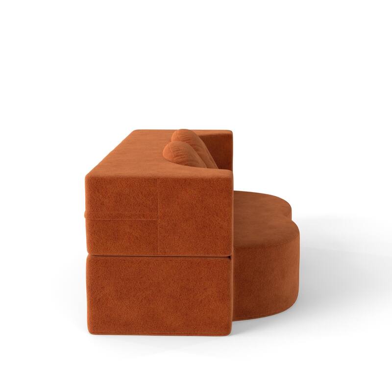 Modern Floor Sofa with 2 Pillows,Convertible Sleeper Sofa Bed